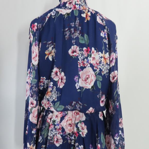 Yumi Kim Silkwood Navy Class Act Dress Long Sleeve Mock Neck Layered Size Small - Picture 5 of 8